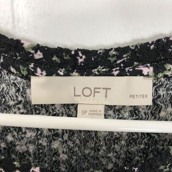 Loft Top Puff Sleeve Textured Floral Dark Cottagecore Nature Feminine Womens SP - Picture 8 of 10